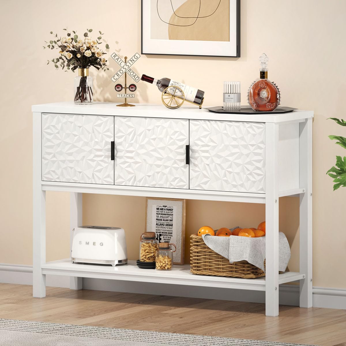 Console Sofa Table with Storage, Modern Entryway Table for Living Room
