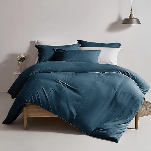 Super Soft Duvet Cover - 100% Washed Microfiber Navy Blue Comforter Cover