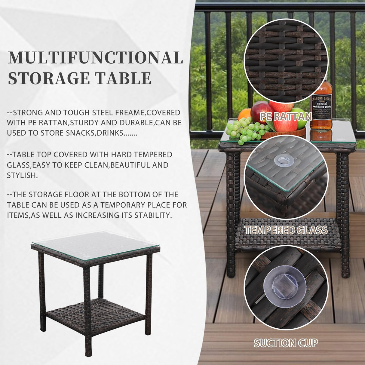 3 Piece Outdoor Furniture with Rocking Chairs Patio Wickea Includes NonSlip Cushions