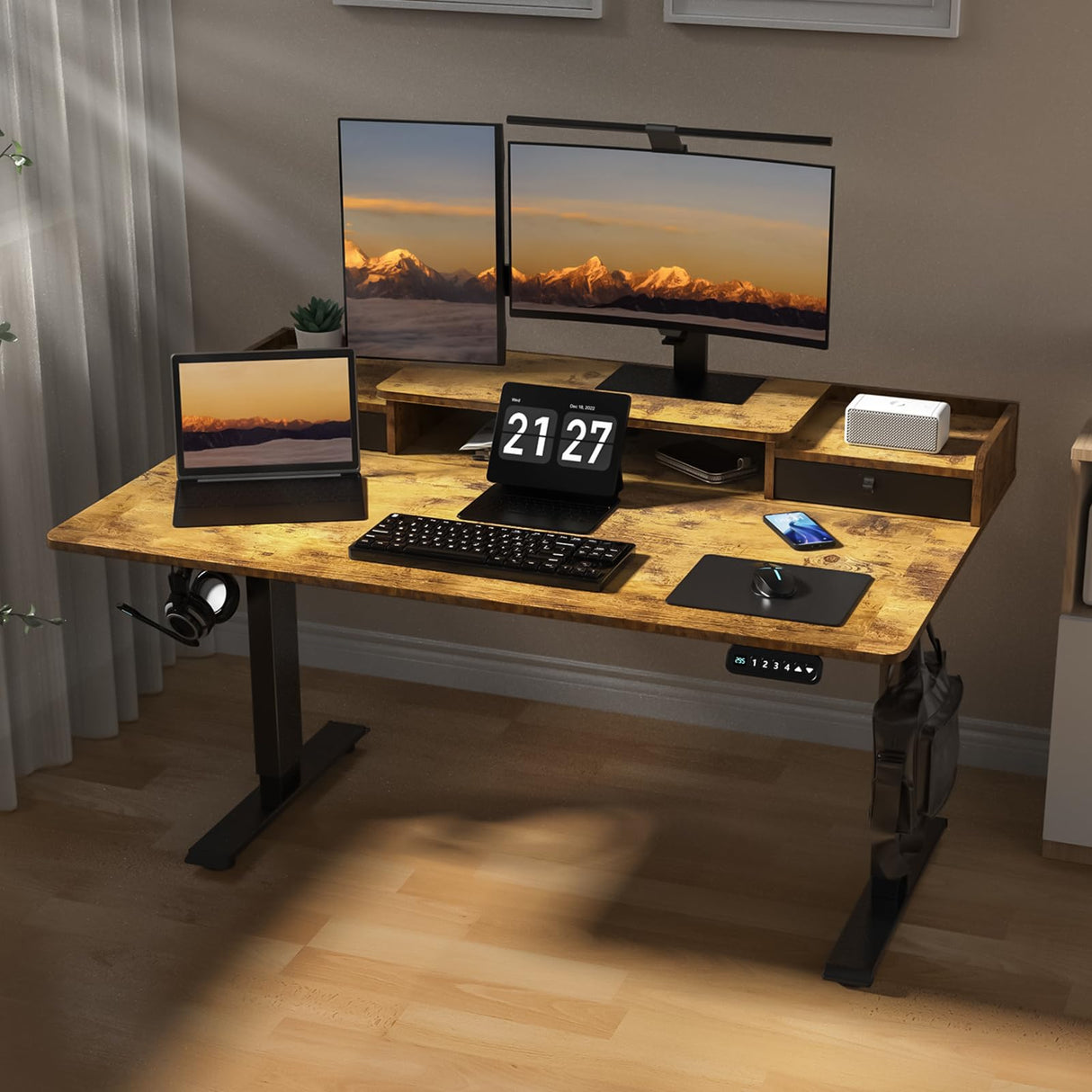 55×30 Inch Electric Standing Desk with 2 Drawers, Adjustable Height Widened Stand Up Desk