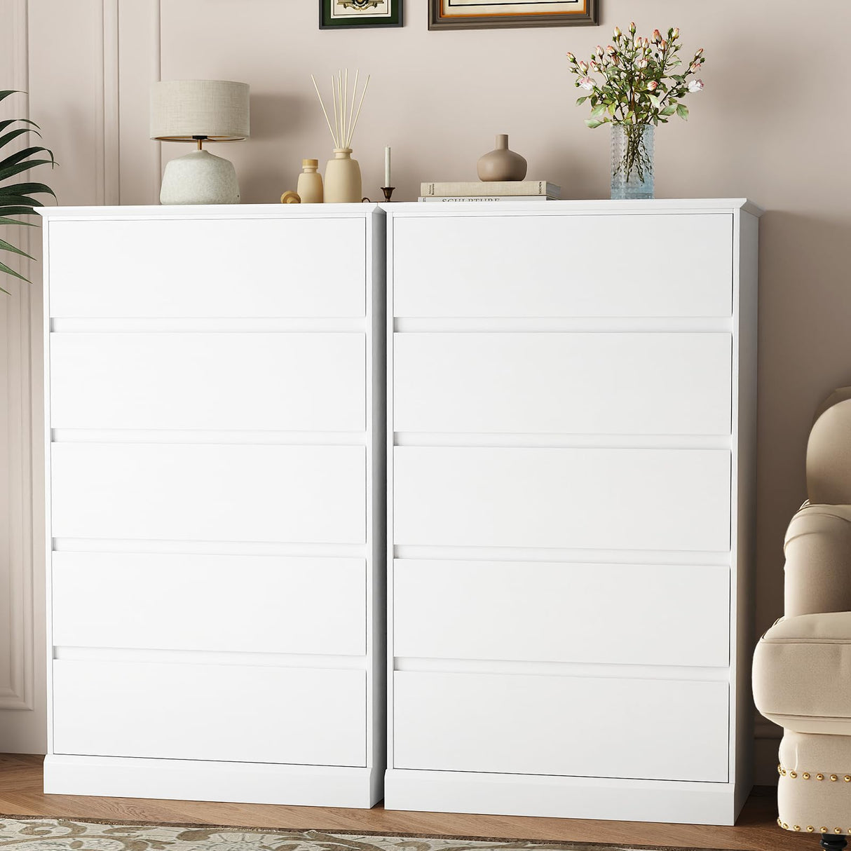 Bedroom, White Dresser, 5 Drawer Dresser