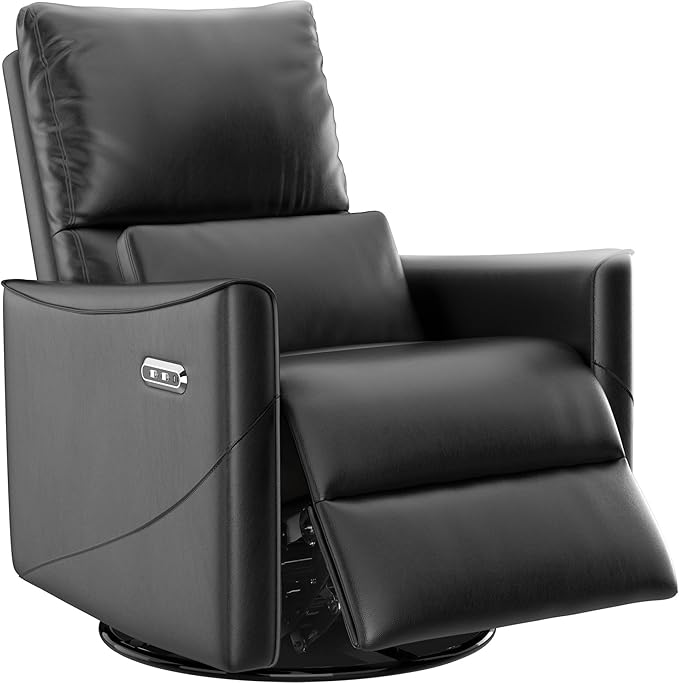 Power Glider Recliner Chair – Swivel Rocking Nursery Seat with Lumbar Support