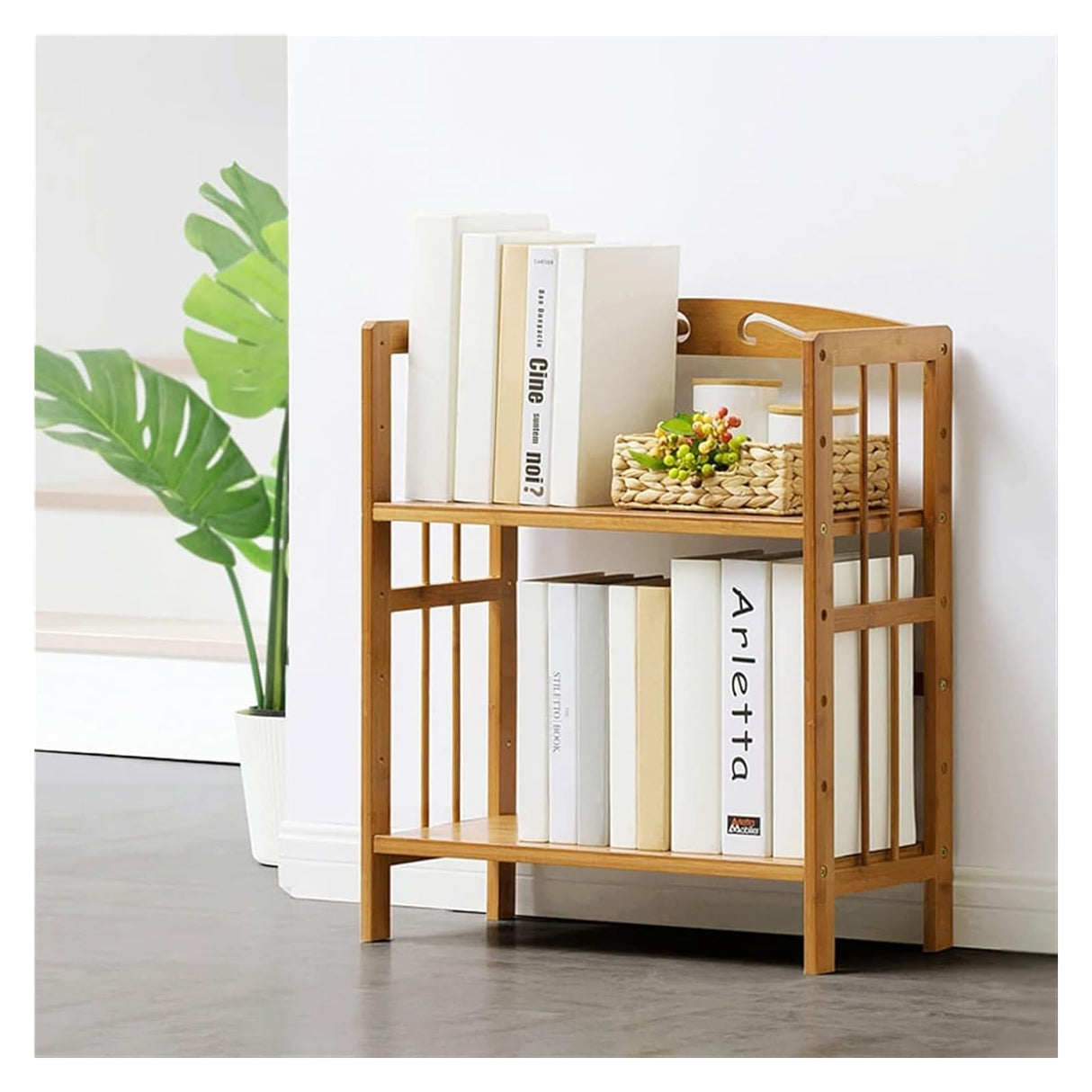 Bookshelf Bookcase Desktop Small Bookshelf 2-Layer Floor-to-Ceiling Bookcase Wooden