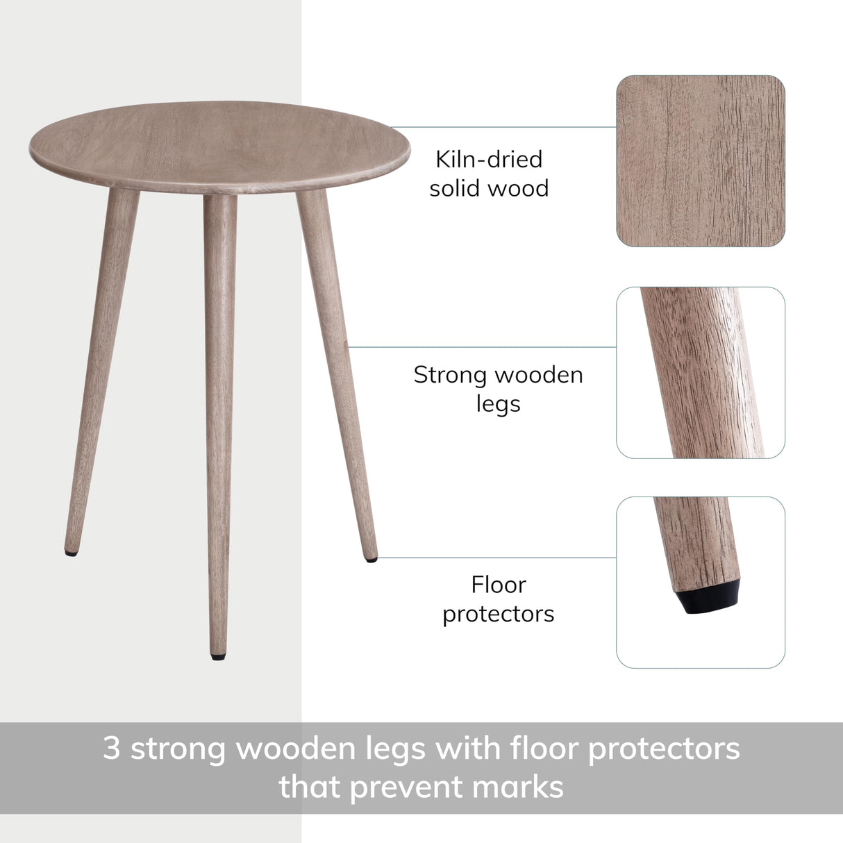 MH London Side Table - Konak End Table. Exclusively Designed Hand-Crafted Small Nightstand. Solid Wood Round End Table. Contemporary Accent Table for Bedrooms, Living Rooms and Home Office