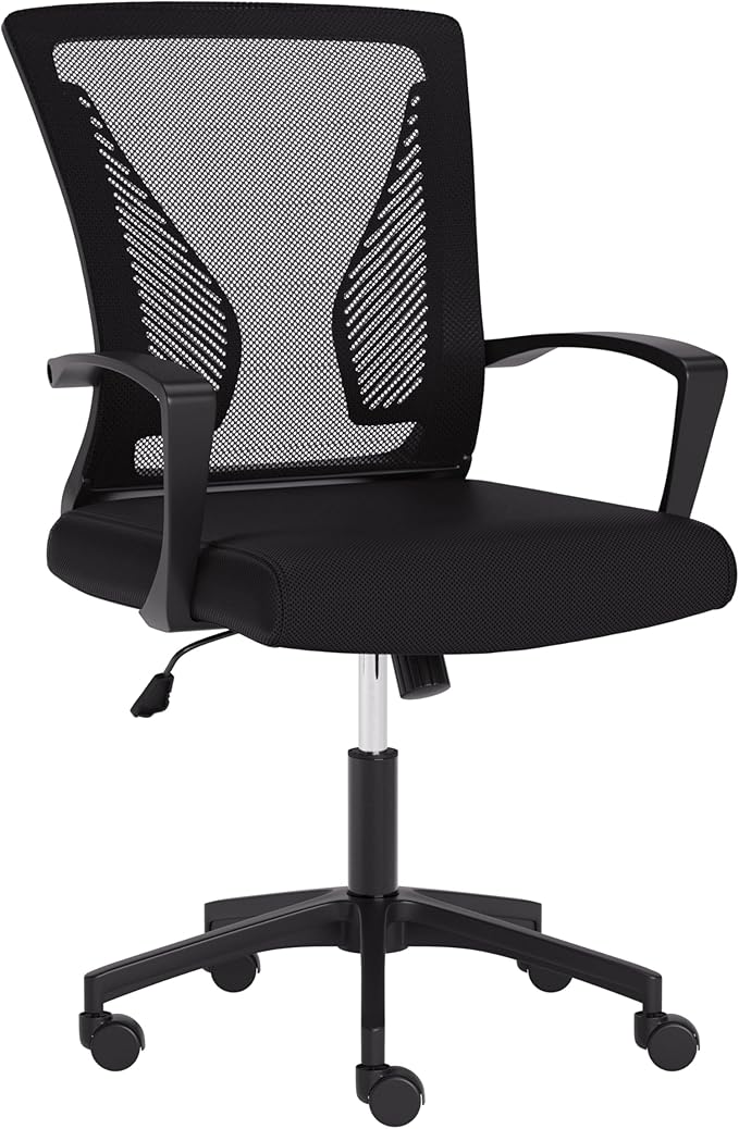 Mesh Back Ergonomic Height Adjustable Task Chair - for Home Office, Tilting, Padded Seat