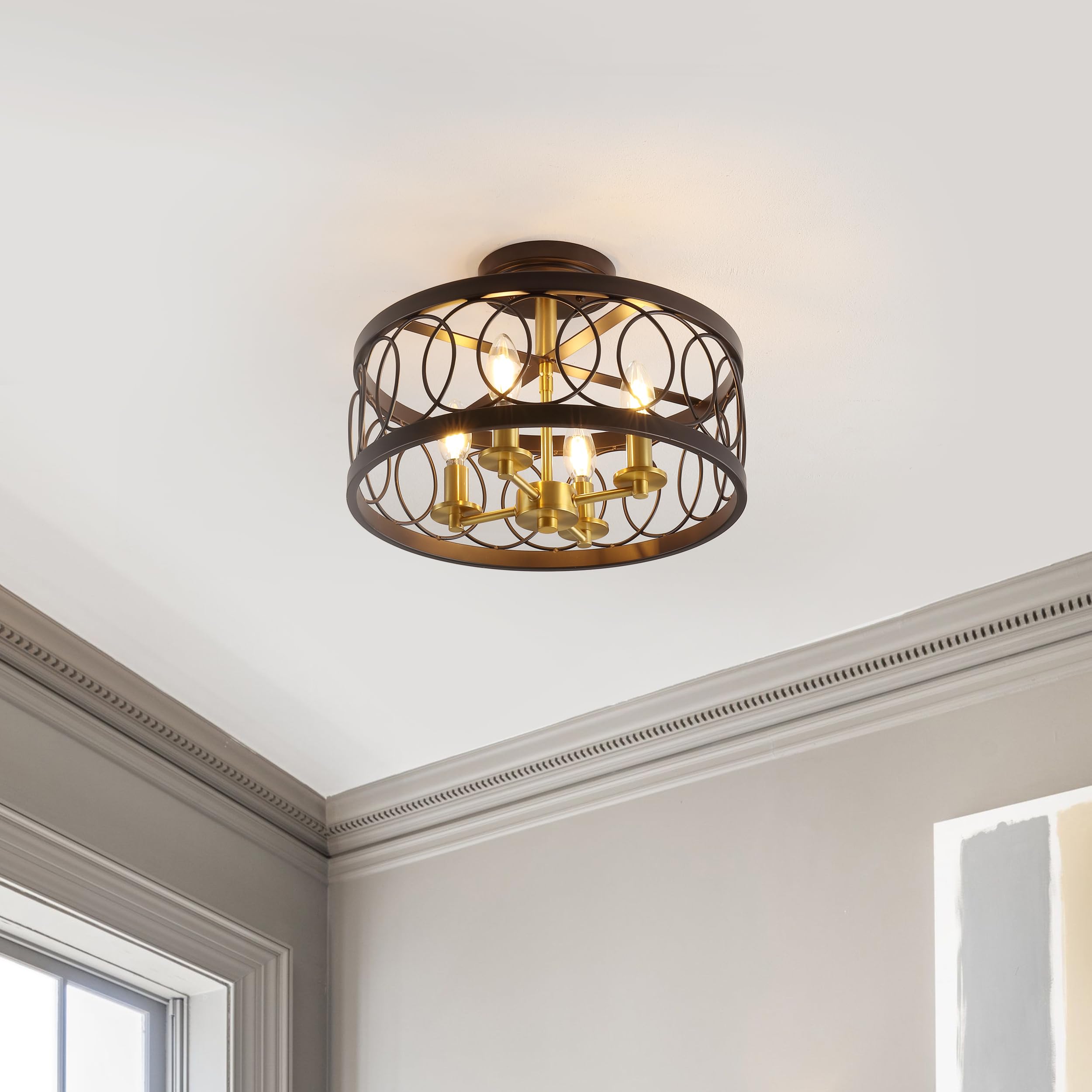 Sylvain 15.5" Metal Bohemian, Cottage, Farmhouse, Rustic, Transitional LED,Chandeliers