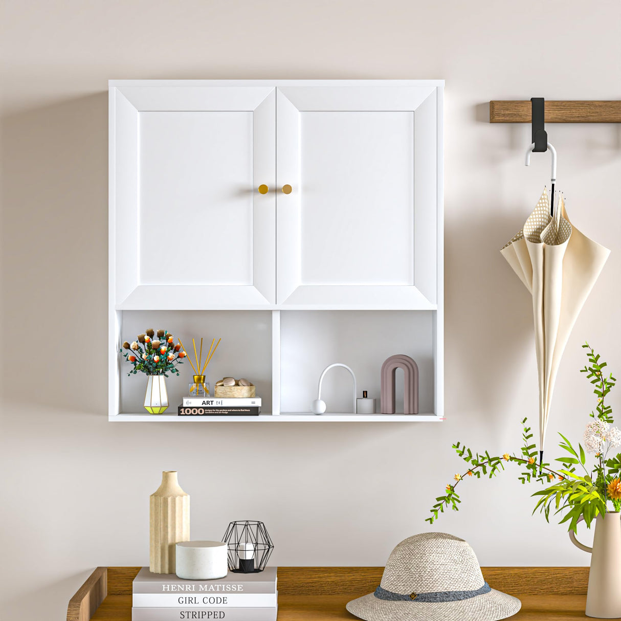 Bathroom Wall Cabinet, Medicine Cabinet with 2 Door and Adjustable Shelves