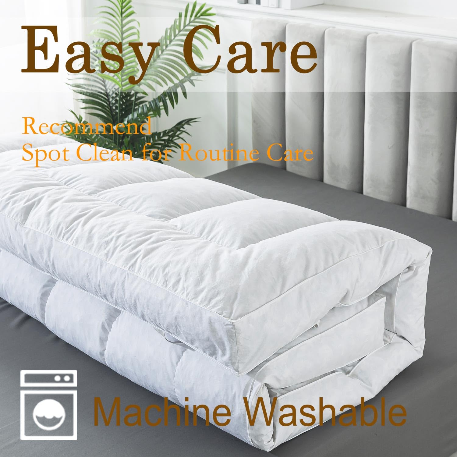 5 Inch Duck Feather Bed King Size, 100% Cotton Extra Thick Mattress Topper