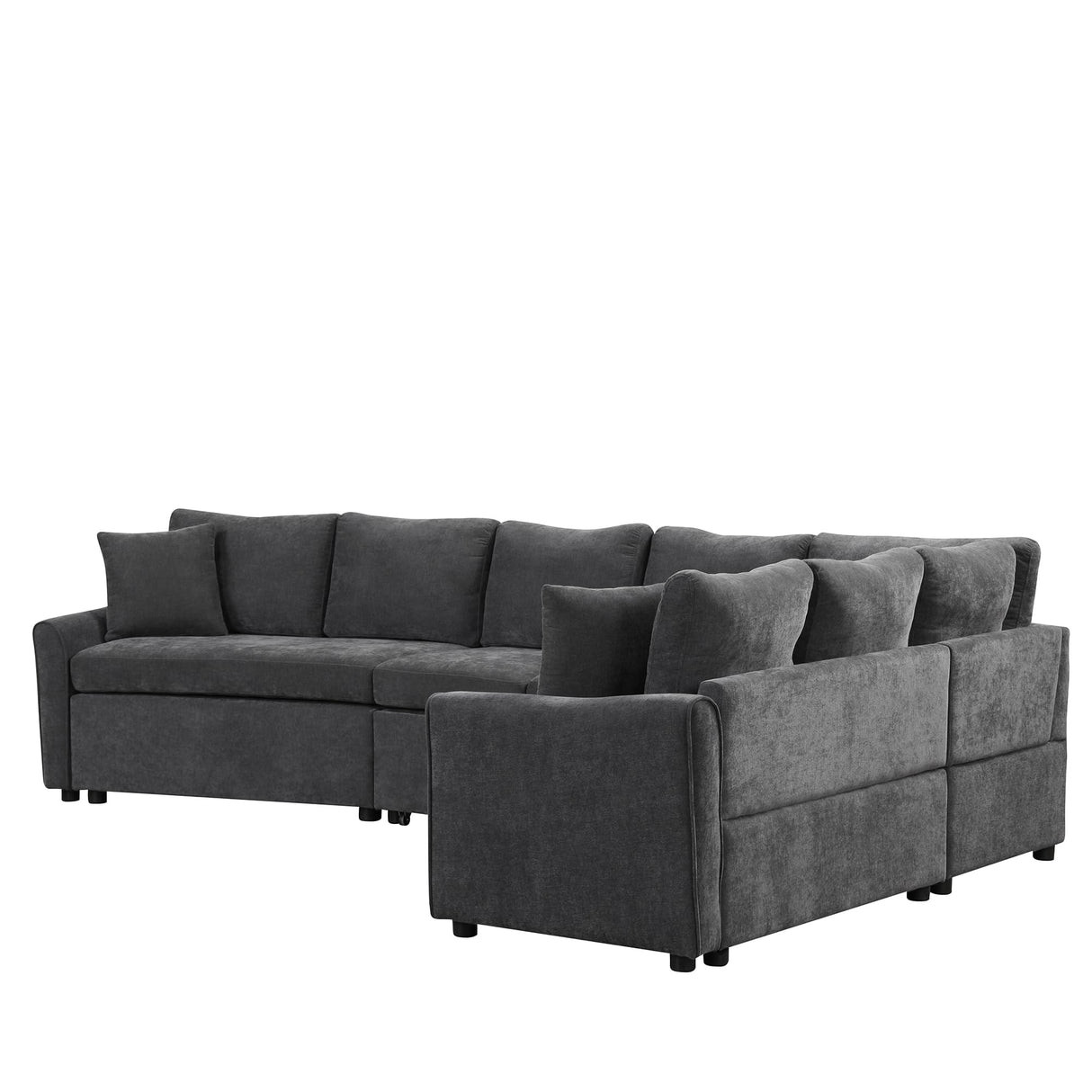 125" Pull Out Sleeper Sofa Bed with 2 Back Pillows,Oversized L-Shaped Sectional
