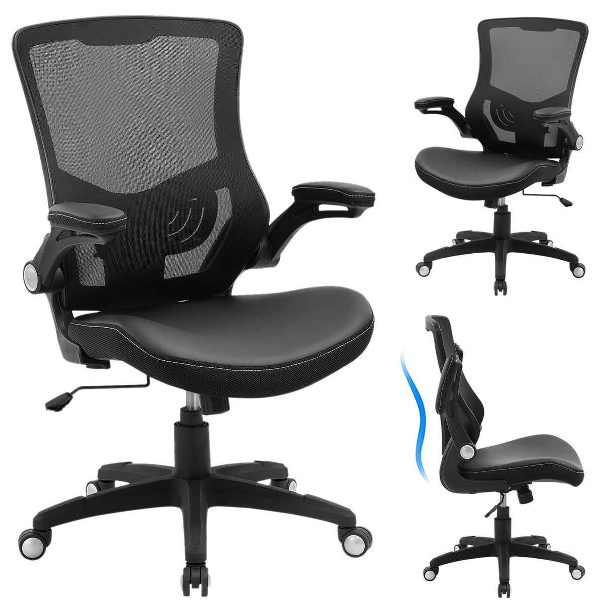 Office Chair Ergonomic Desk Chair, Computer PU Leather Home Office Chair