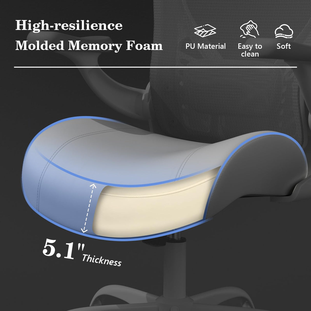 Ergonomic Office Chair with Memory Foam Seat and Adjustable Lumbar Support