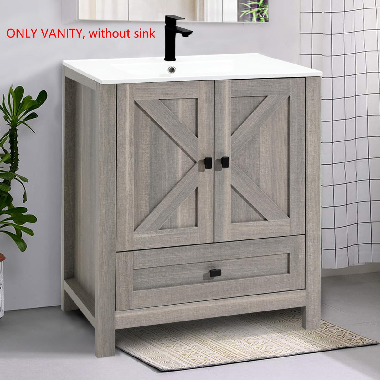KGAR 30" Bathroom Vanity Grey Modern Bathroom Storage Cabinet,Without Sink