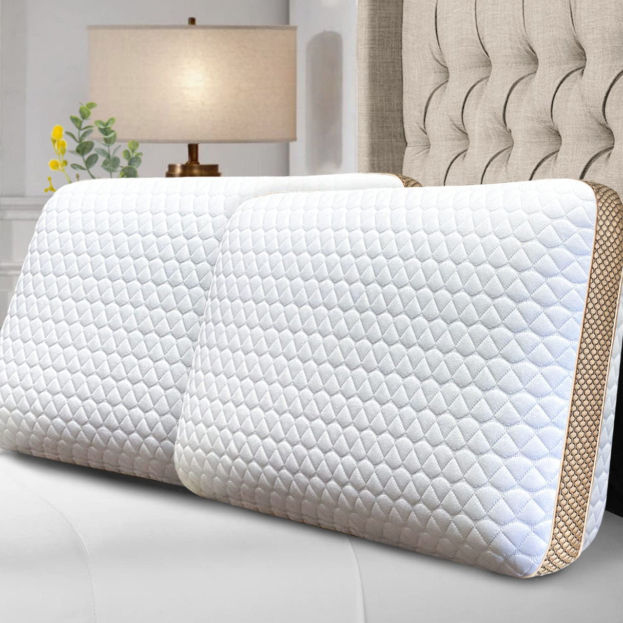 Foam Pillows Set of 2 Standard Size Medium Firm Pillows