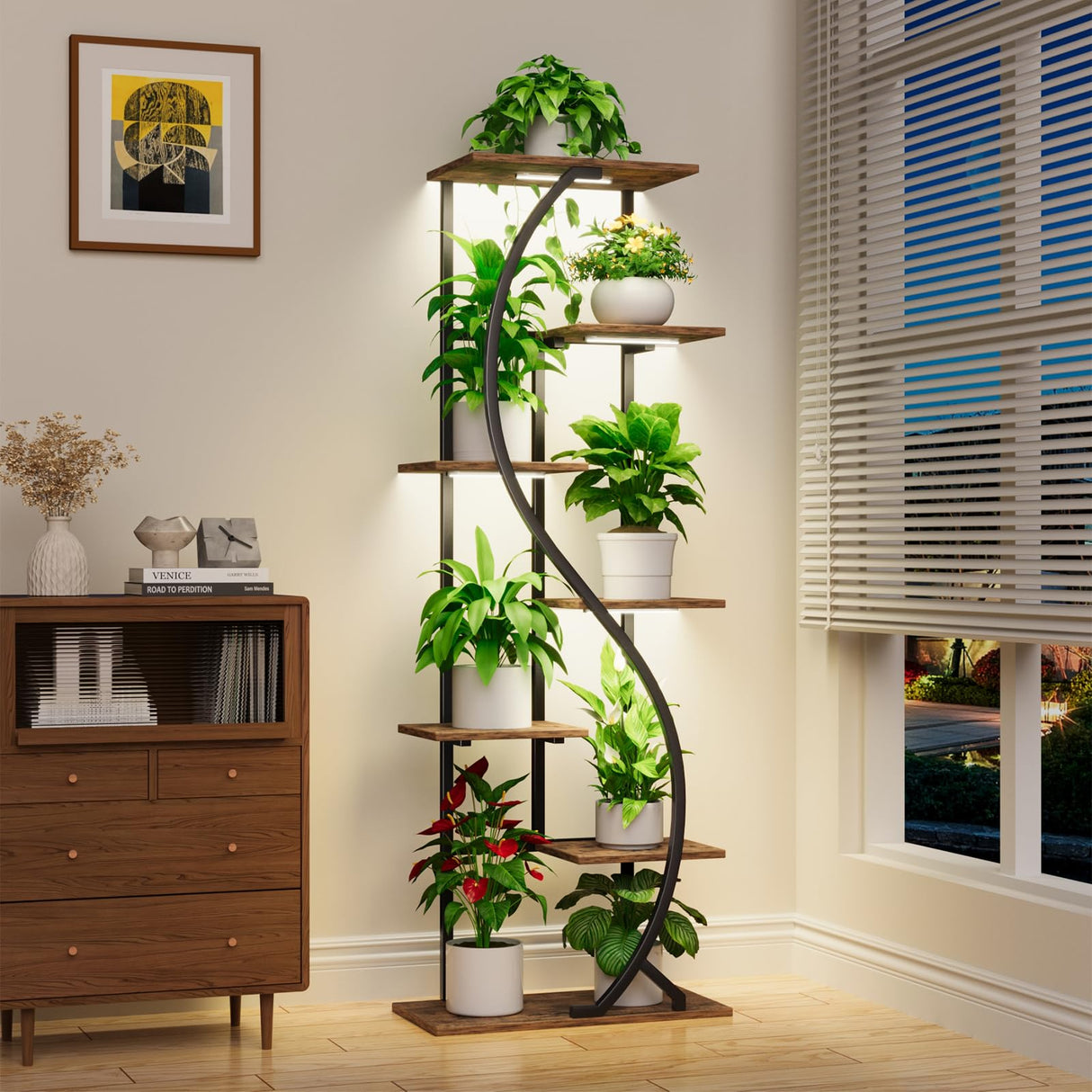 GlowCurve 59" Tall 7-Tier Plant Stand with Grow Lights