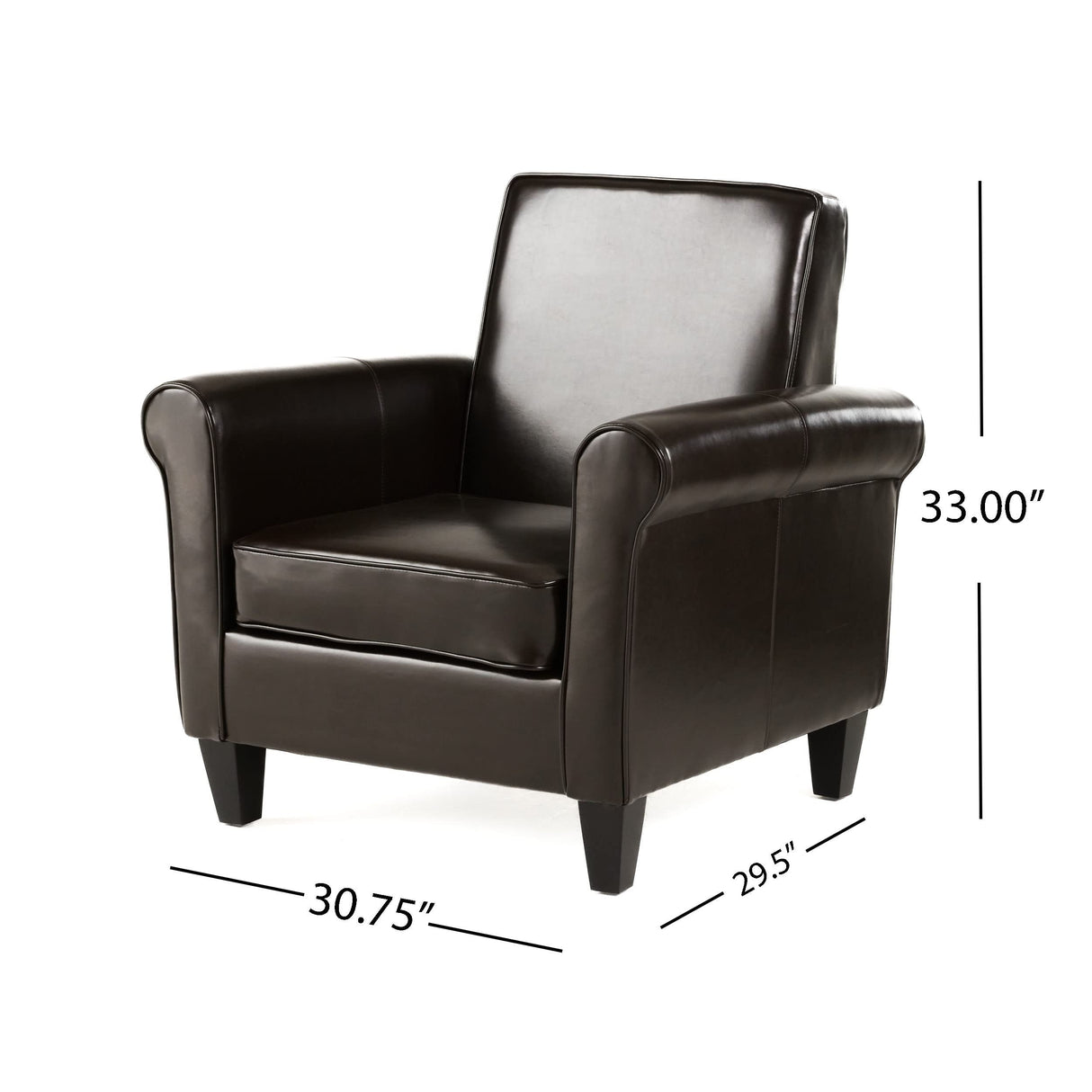 Freemont Leather Club Chair, Chocolate Brown