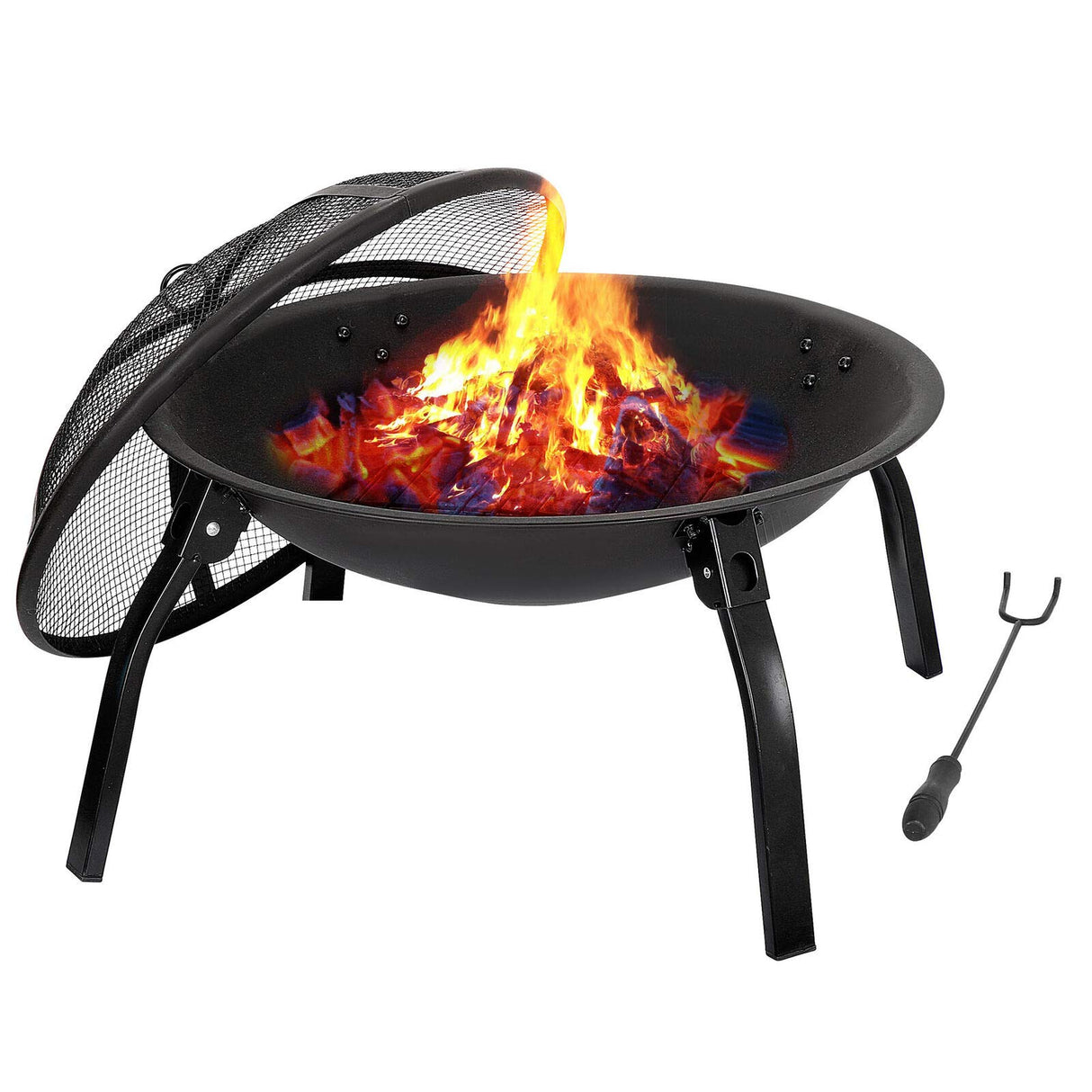 Maxi 22" Folding Burning Fire Pit Outdoor Heater Backyard Patio Stove Fireplace - Bircata