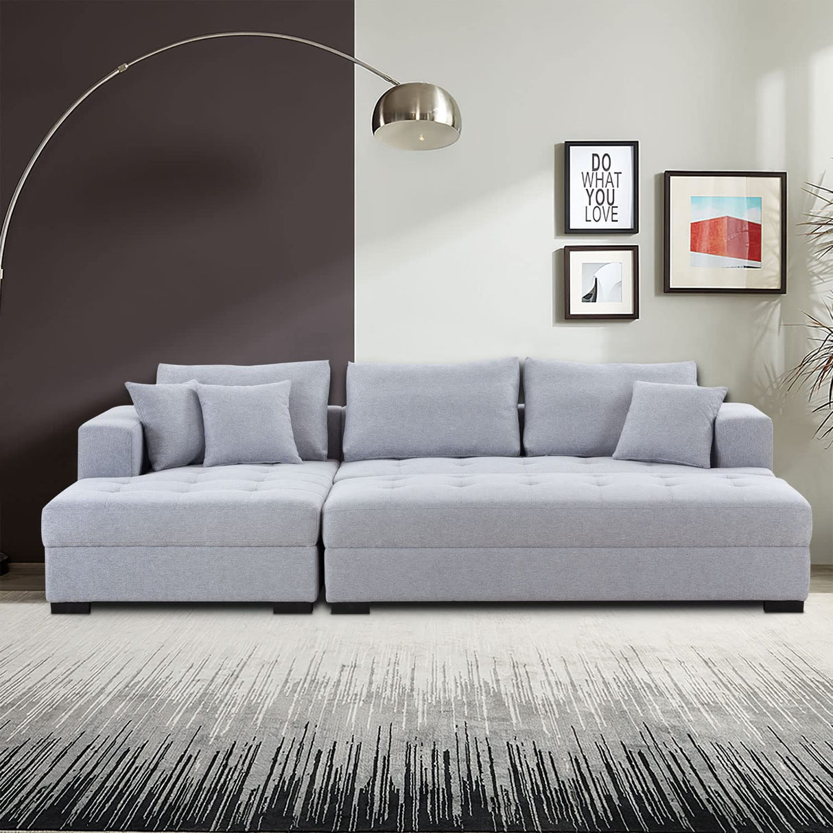 3 Piece Sectional Sofa 111.5" Set Living Room Furniture Set, Modern Couch