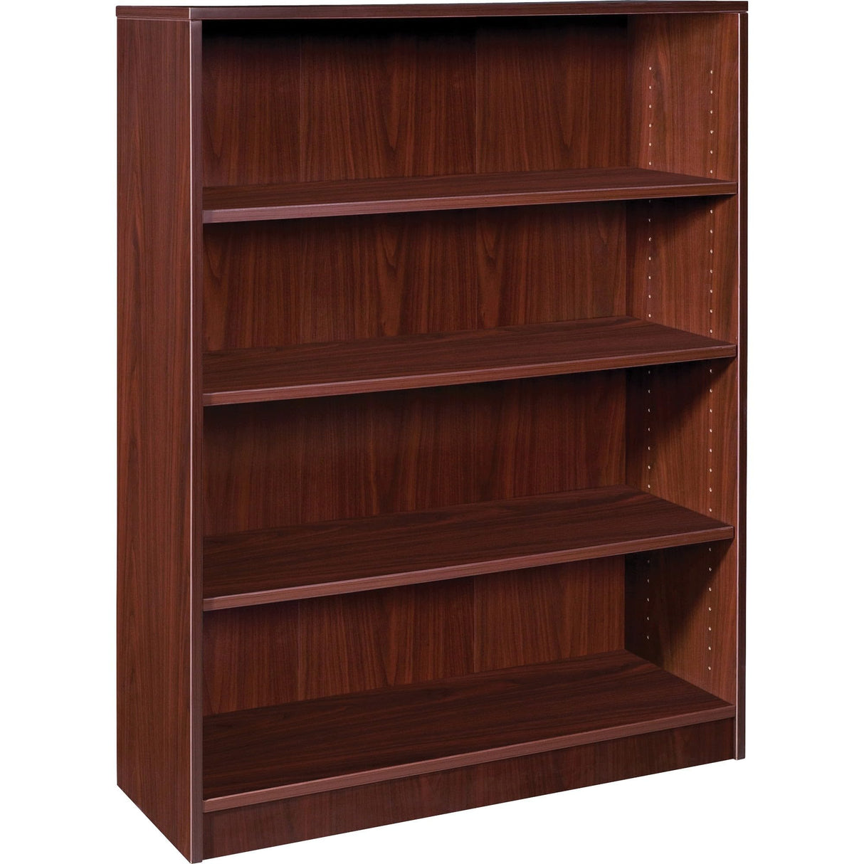 Lorell Mahogany Laminate Bookcase, 48" x 36" x 12"