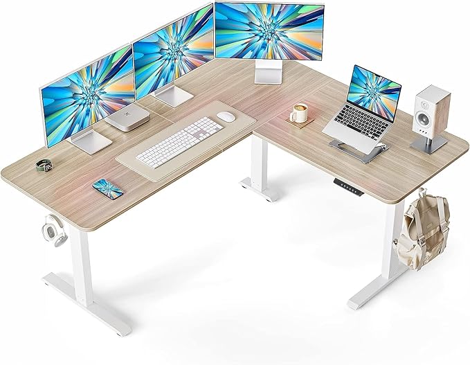 L Shaped Standing Desk Adjustable Height, 63 Inch Electric Stand up Corner Computer