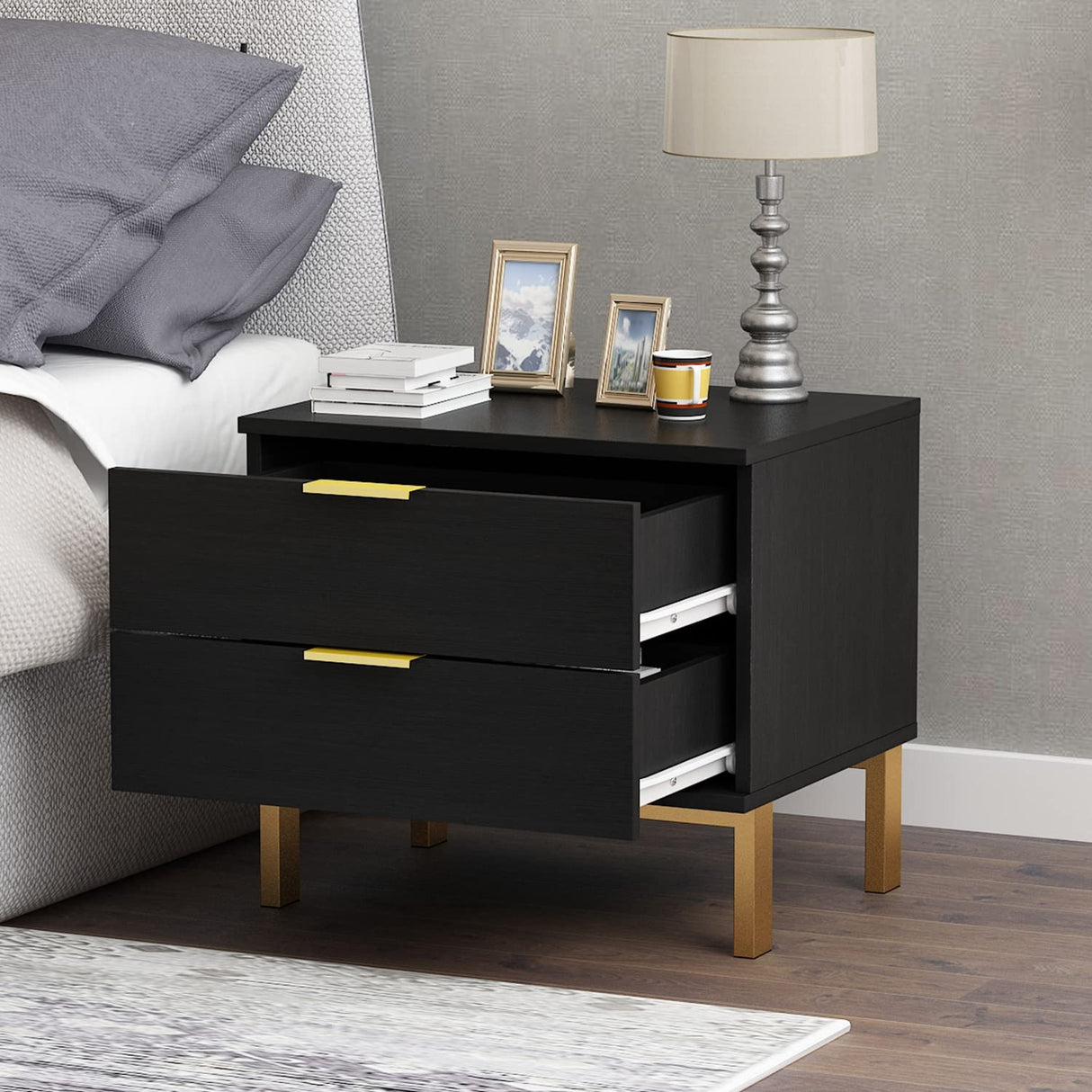 Modern Nightstand with 2 Storage Drawers