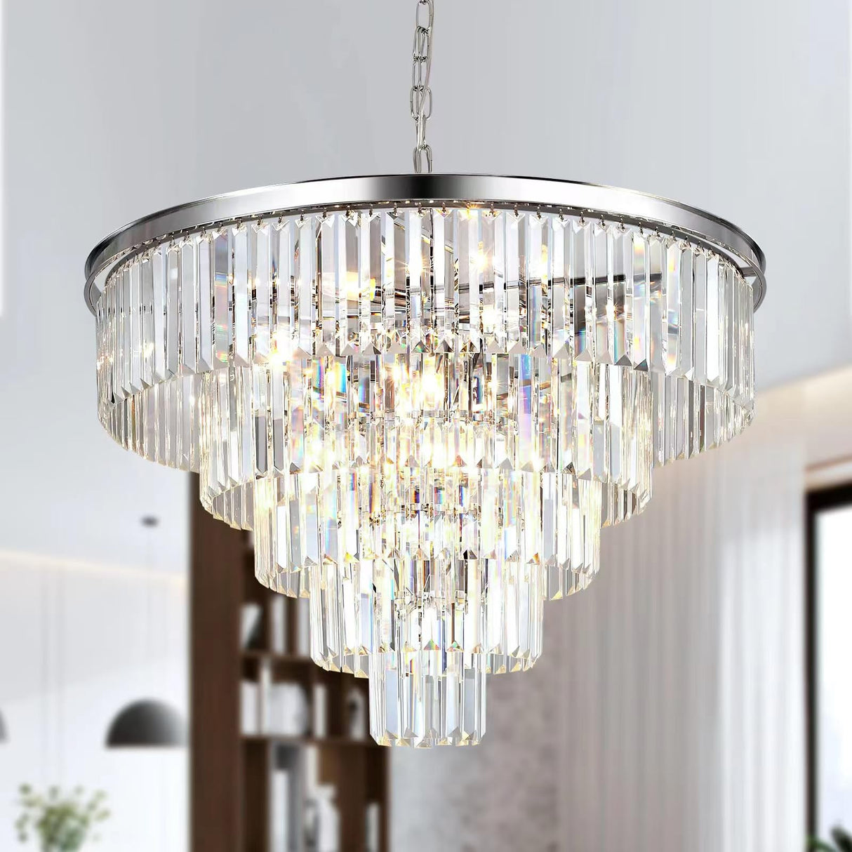 Modern Chandeliers Crystal with Light, 15 Lights Chrome Crystal Chanderlier Lighting