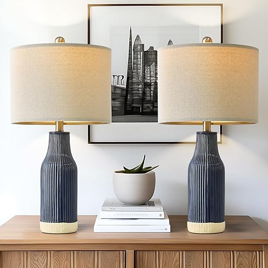 23.25 inches Modern Ceramic Table Lamp Set of 2 for Living Room