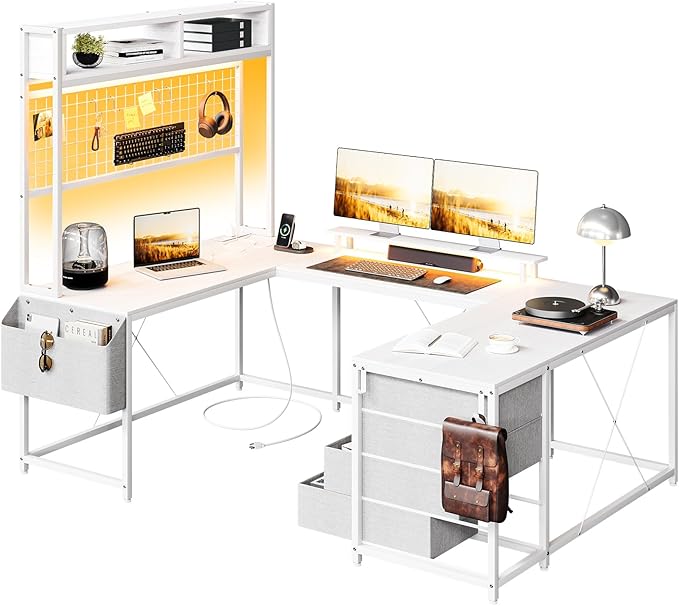 U Shaped Gaming Desk, 78.7" Desk with Shelves,Corner Desk