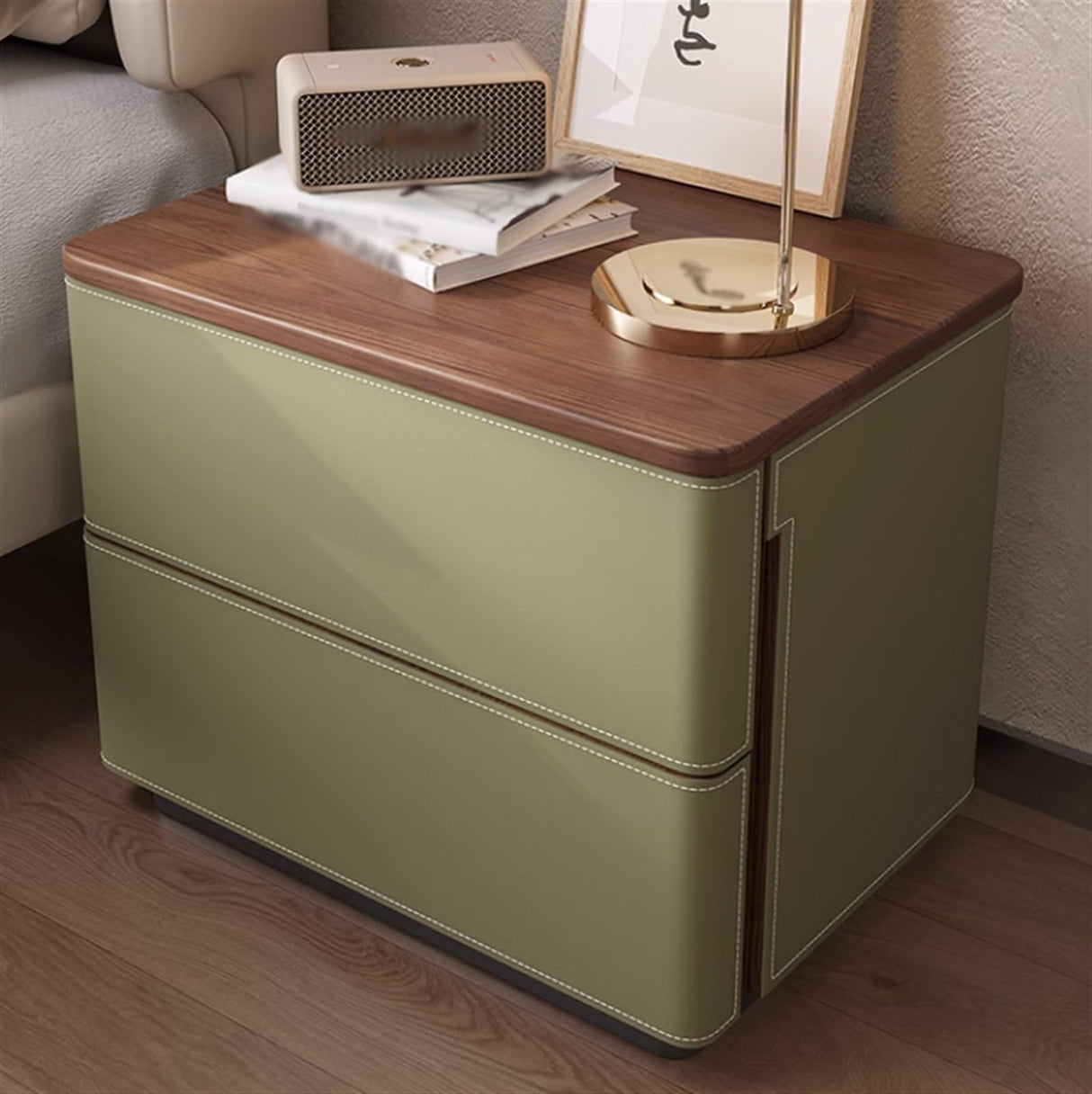 Night Stands Floorstanding Nightstand Wooden Bedside Table Leather Double/Triple