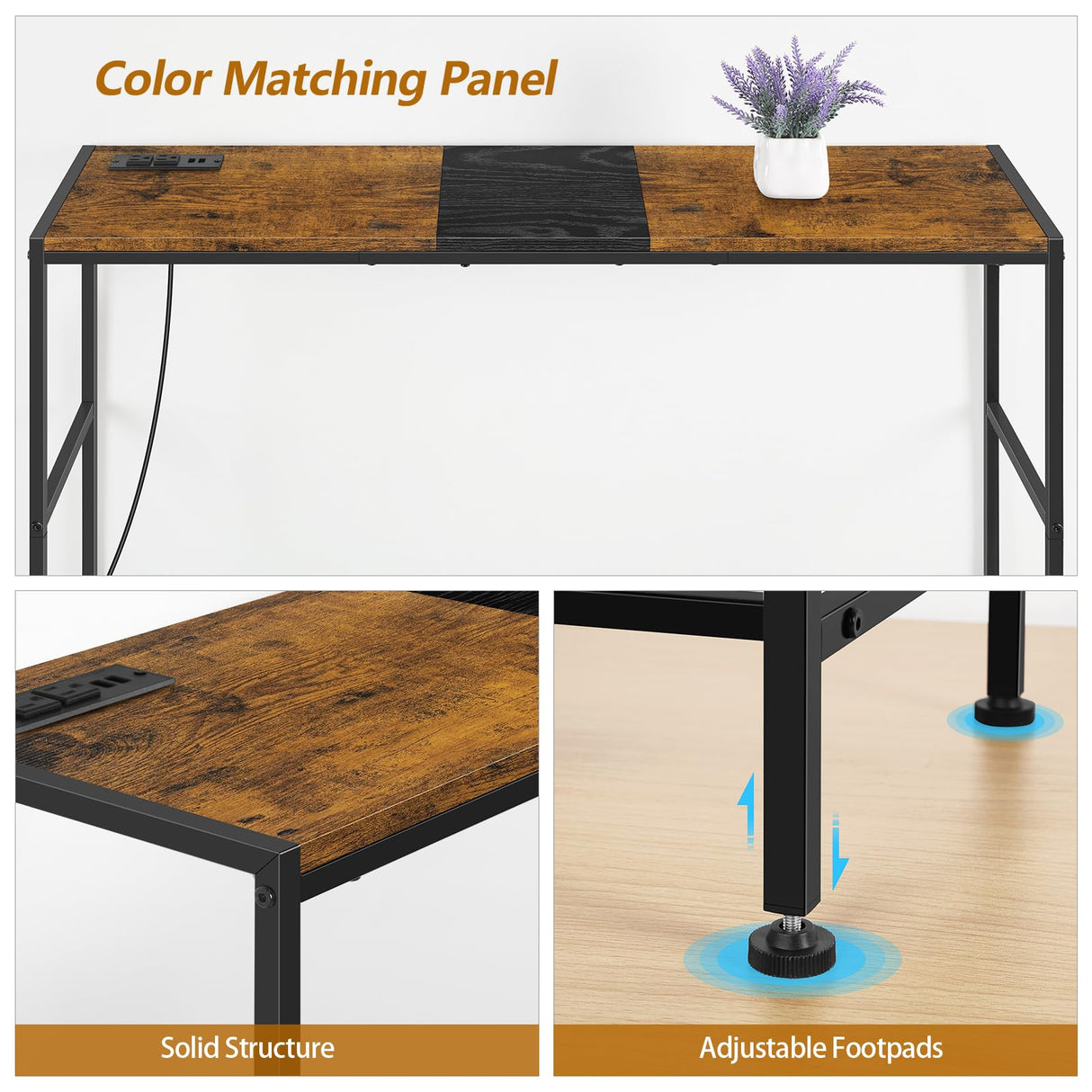 Narrow Console Table with Outlets Industrial Behind Sofa with Charging Station 41 Inch Thin Table Stand for Entryway,