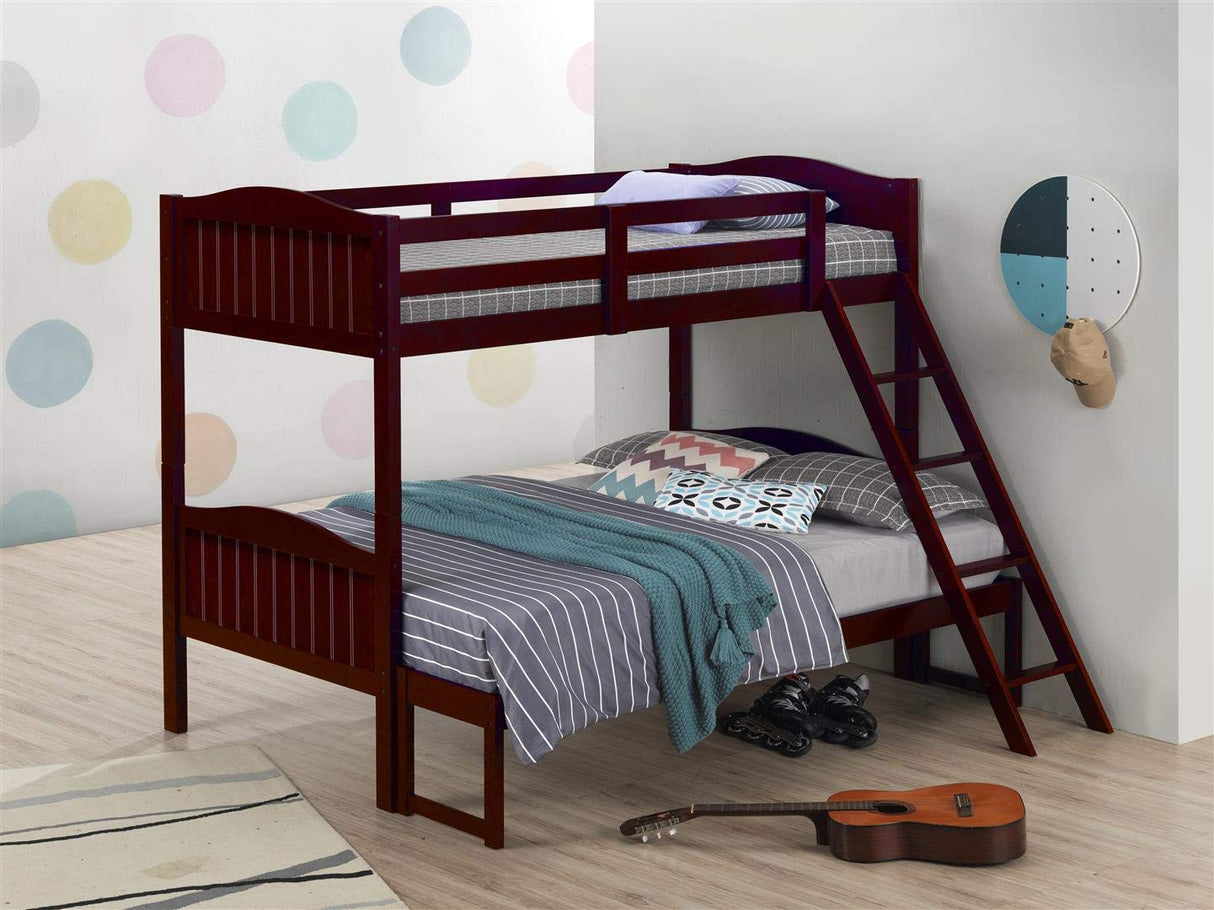 Littleton Solid Wood Twin Over Full Bunk Bed, Espresso