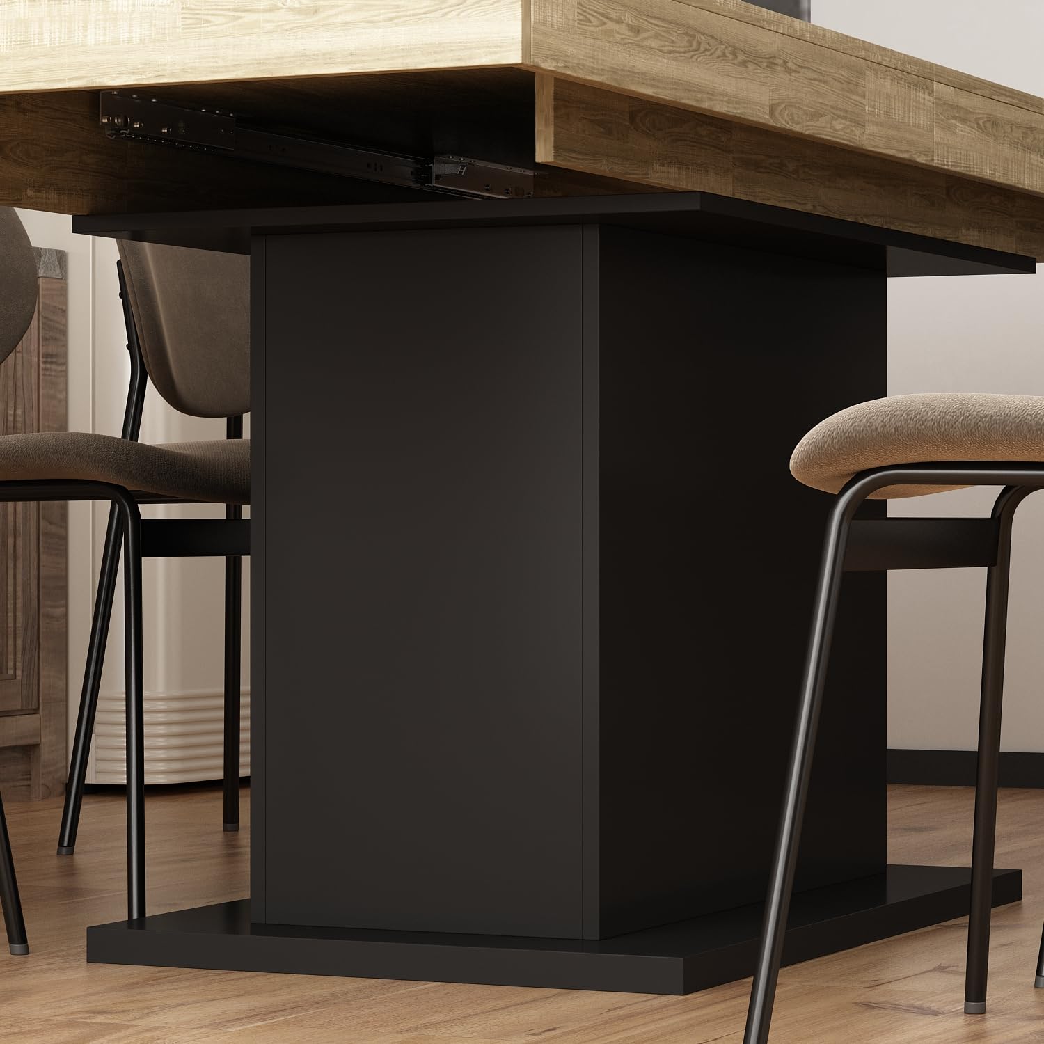 Extendable Dining Table for 8-10 People, Modern Wood Rectangular Expandable Kitchen