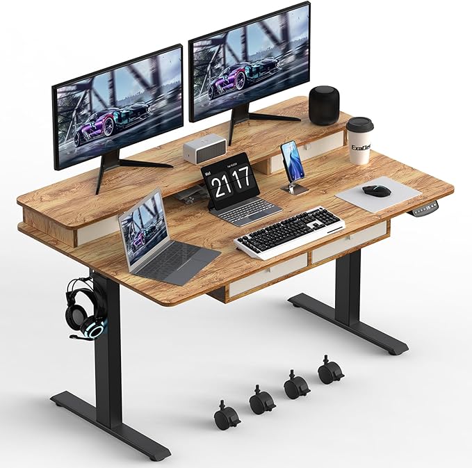 48 * 30 Inches Electric Standing Widened Desk Adjustable Height with 4 Drawers