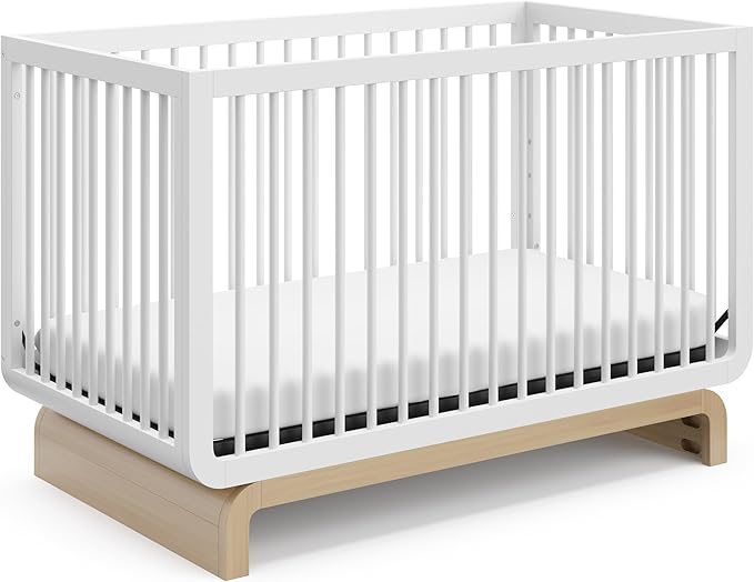 Santorini Deluxe 5-in-1 Convertible Crib with Bonus Toddler Guardrail (Sage with Driftwood) – GREENGUARD Gold Certified, Includes Toddler Guardrail, Fits Standard Crib Mattress