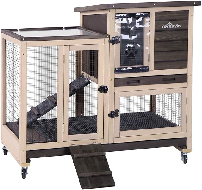 Upgrade Rabbit Cage Indoor Bunny Hutch with Run