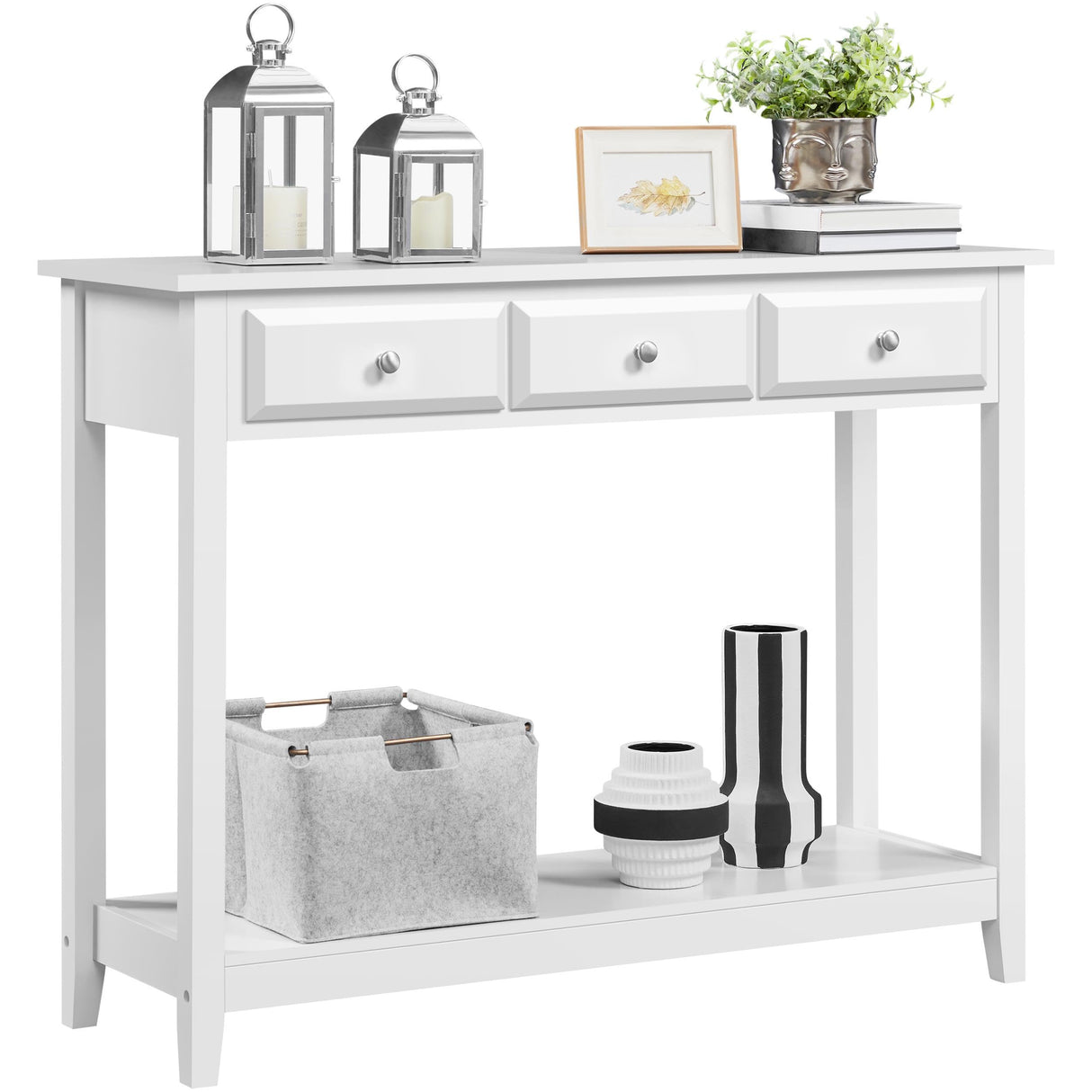 Console Table with 3 Drawers, 42" Entryway Table with Storage Shelves