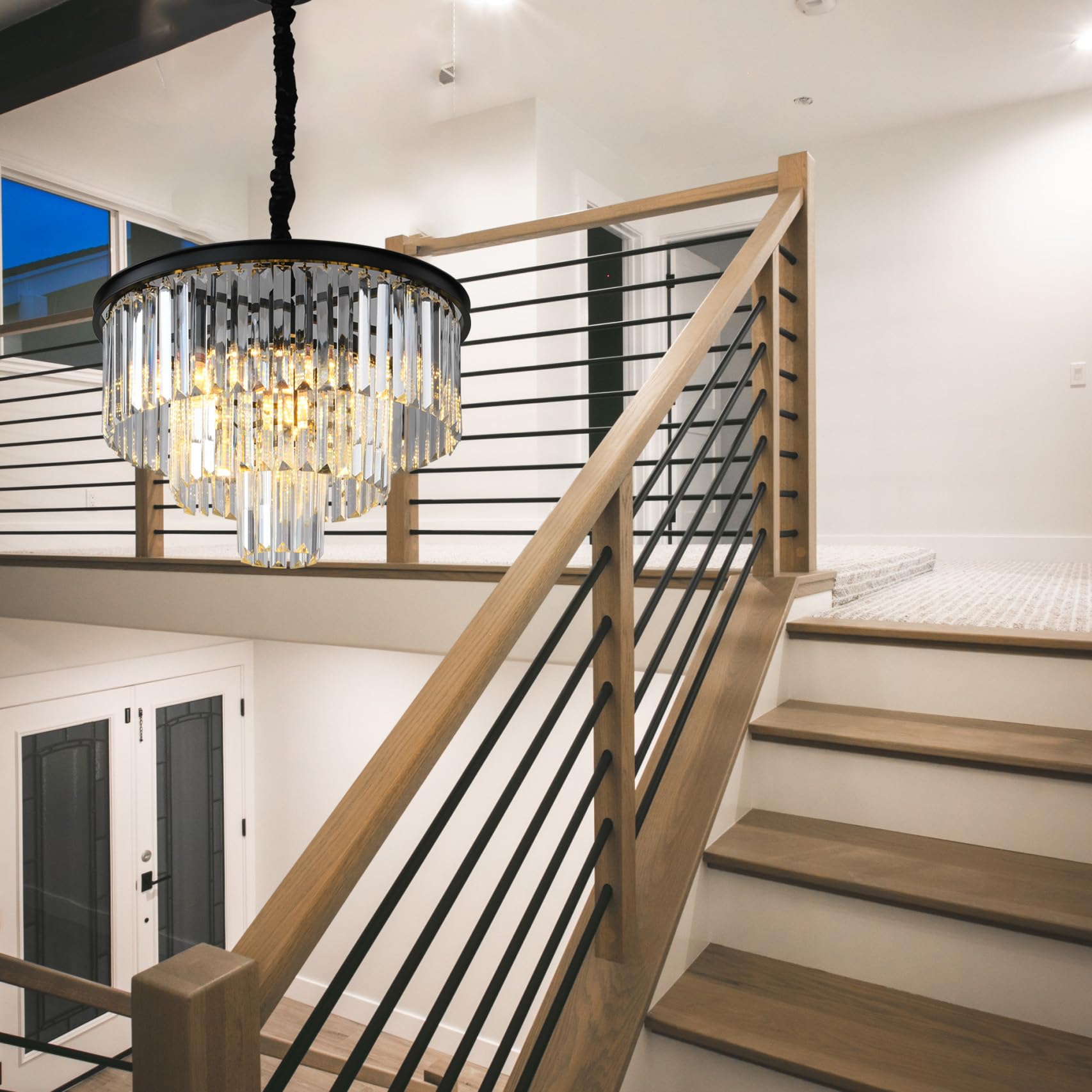 Black Modern Crystal Chandelier Lighting K9 Crystal Round Chandelier