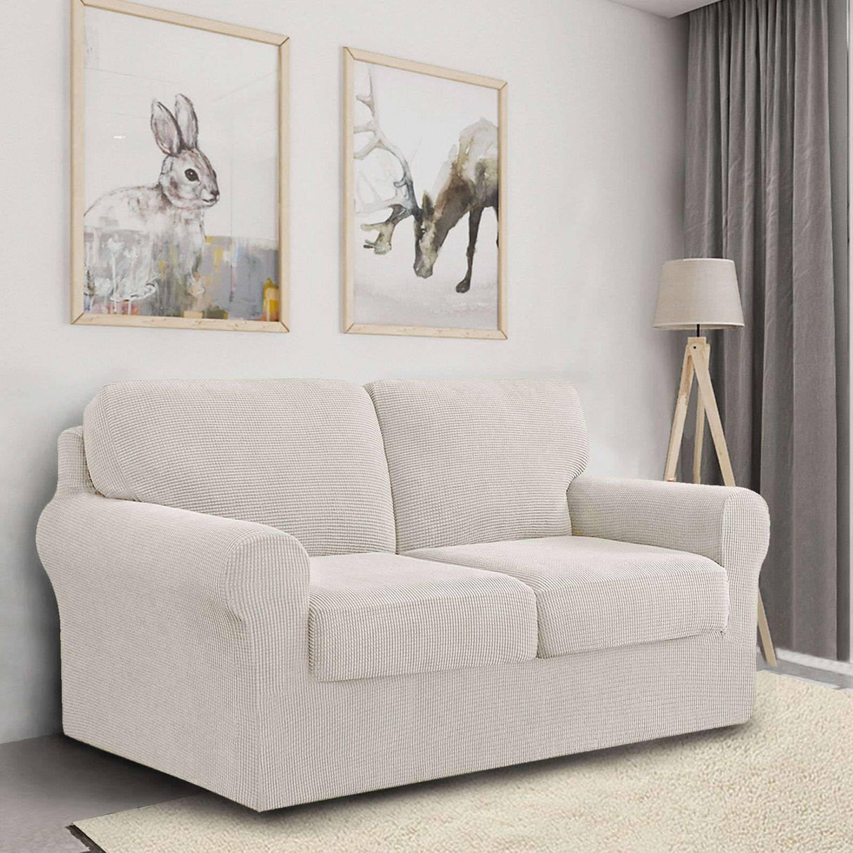 5 Piece Couch Cover for 2 Cushion Couch Loveseat Cover, Spandex Spandex Stretch Sofa Cover