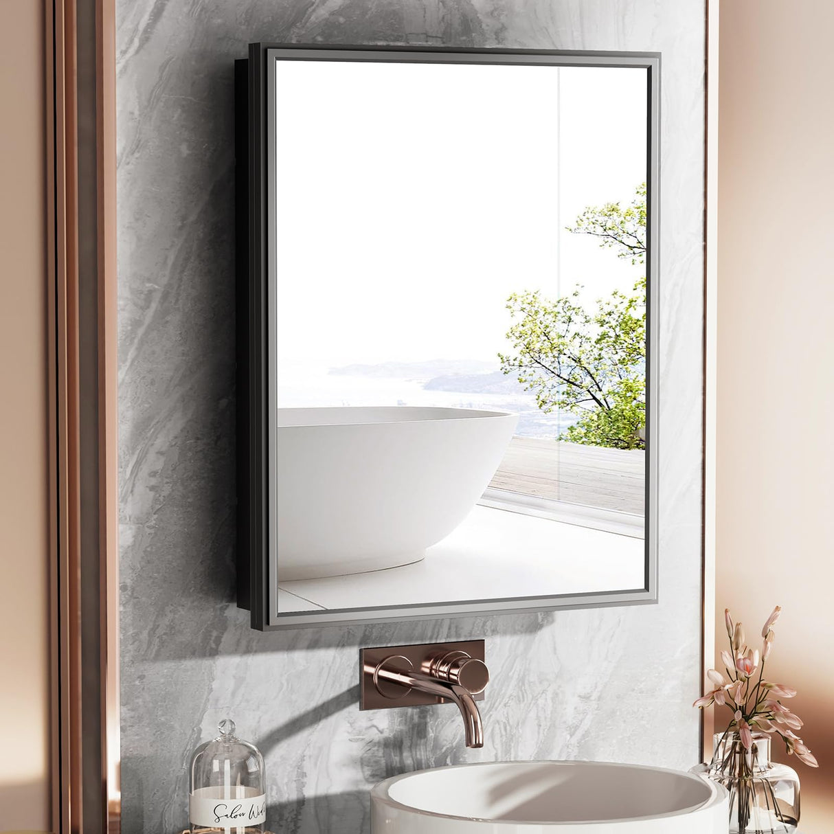 24x30 Inch Medicine Cabinet Mirror Black Bathroom Medicine Cabinet