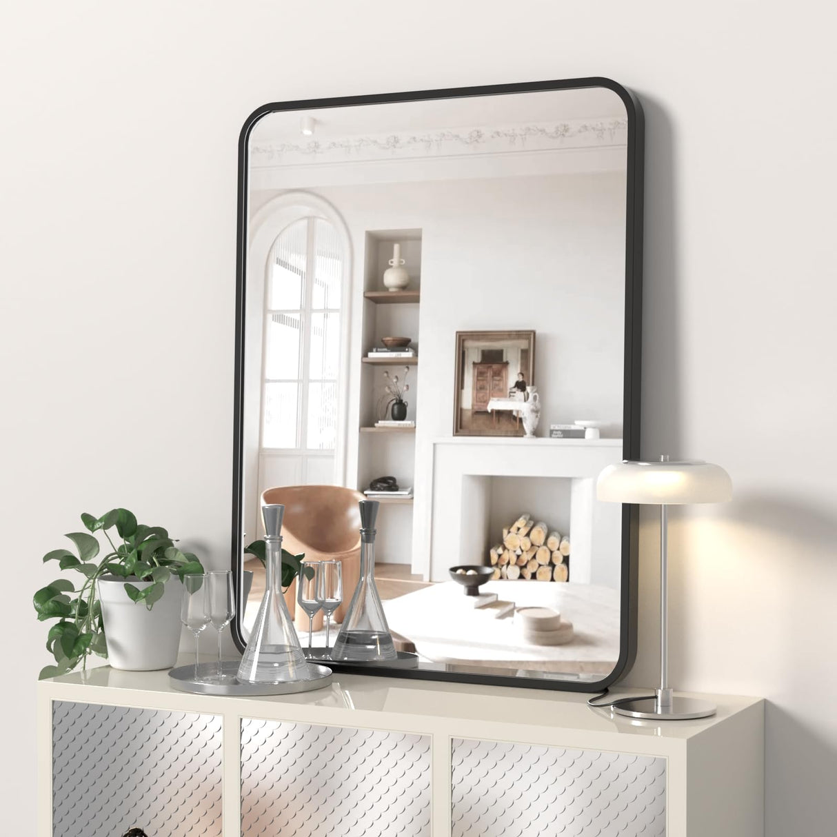 Black Bathroom Mirror for Over Sink, Dresser, Rectangle Wall Mirror