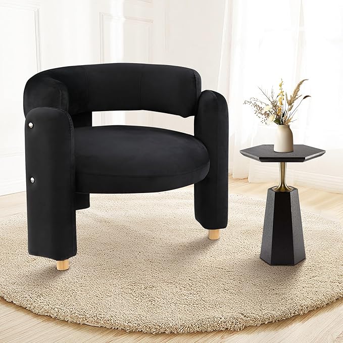 Accent Barrel Chair, Comfy Round Upholstered Armchair