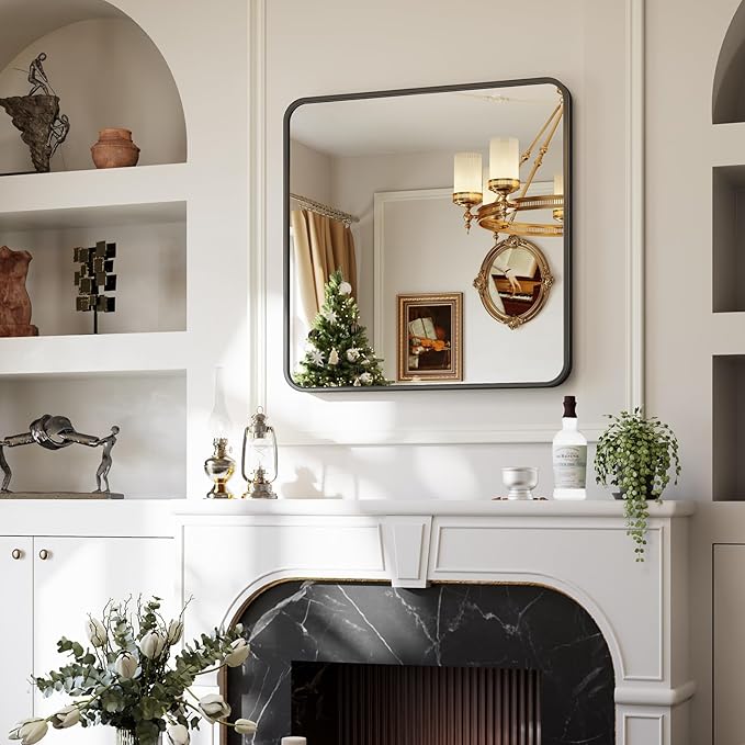 Black Bathroom Mirror for Over Sink, Dresser, Rectangle Wall Mirror