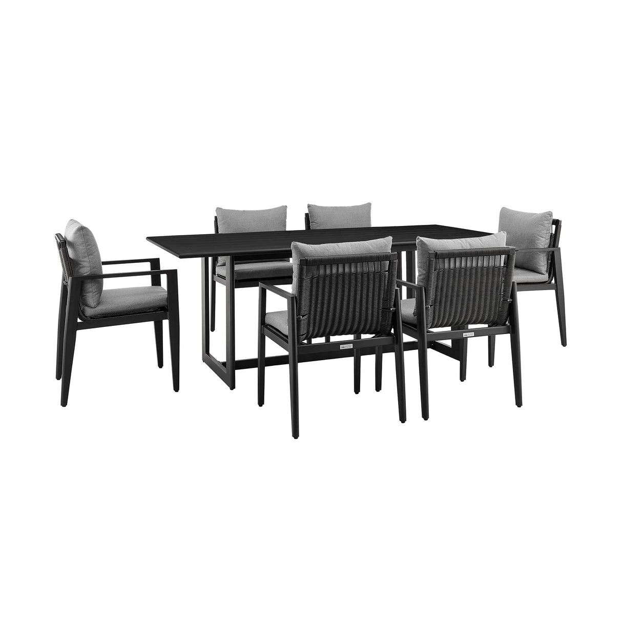 Grand Modern Outdoor Patio Dining Set, 7 Piece, Black