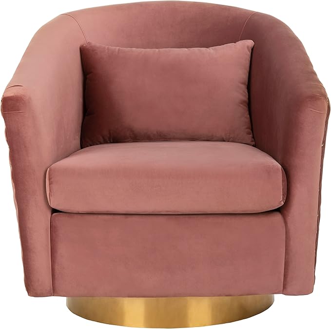 Home Collection Clara Quilted Swivel Dusty Rose Tub Accent Chair