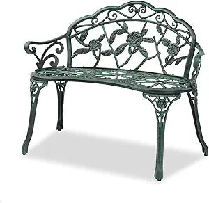 38.5" Patio Park Garden Outdoor Metal Rose Bench
