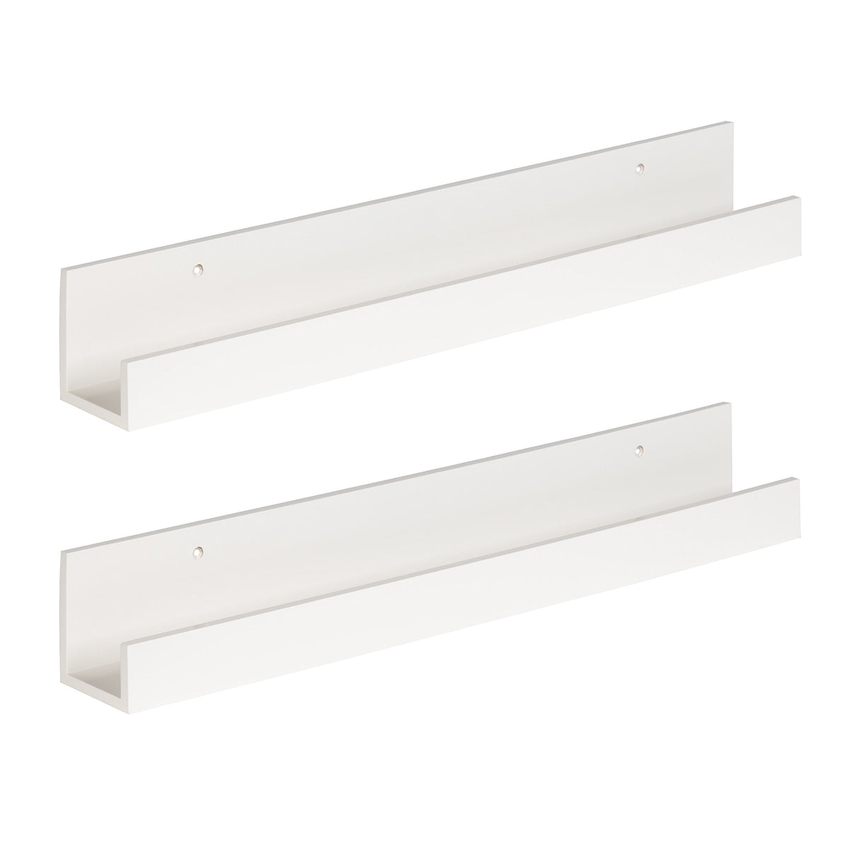 Levie 24 inch 2-Pack Wood Floating Wall Shelf Picture Frame Holder Ledge, White