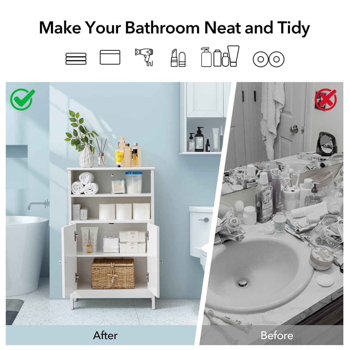 Bathroom Floor Cabinet,Laundry Room Cabinets,22 x 35 Inch Kitchen Storage Cabinet