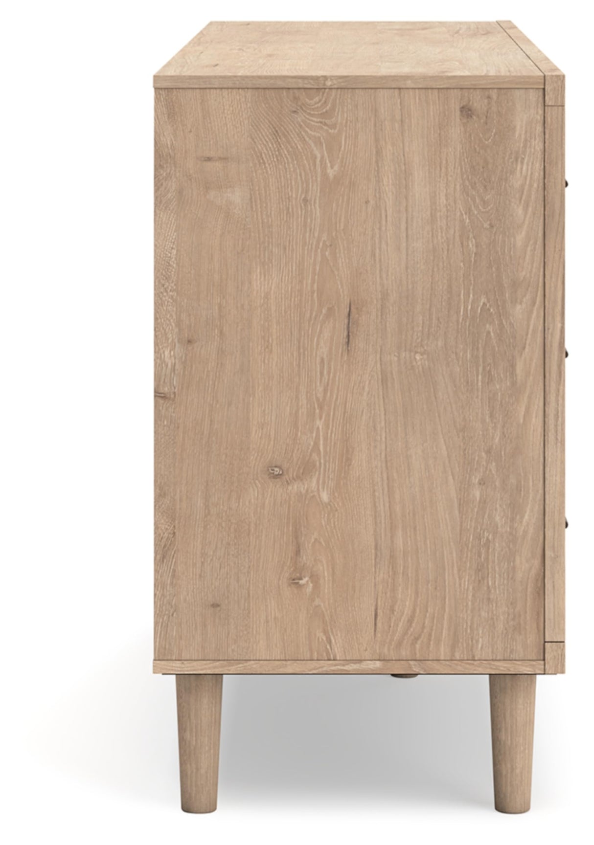 Signature Design by Ashley Cielden Coastal 6-Drawer Dresser with Safety Stop and Textured Cane Details, Light Brown