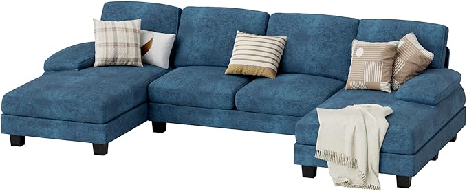 U Shaped Couch with Chenille Fabric Sectional Couches for Living Room