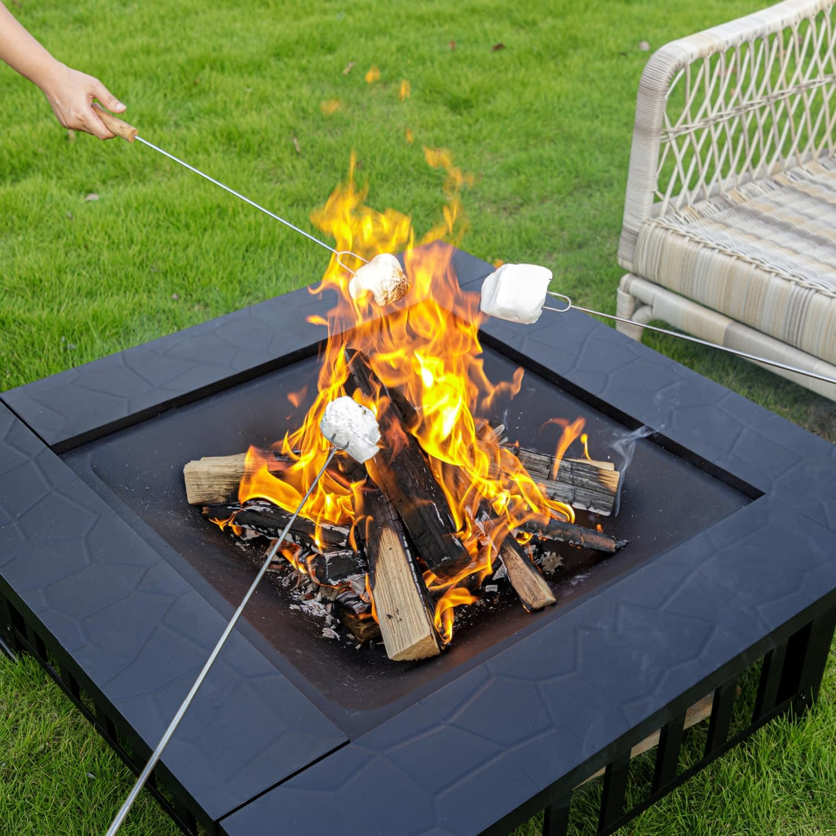 32 inch Fire Pit, Square Outdoor Fire Pit Table - Bircata