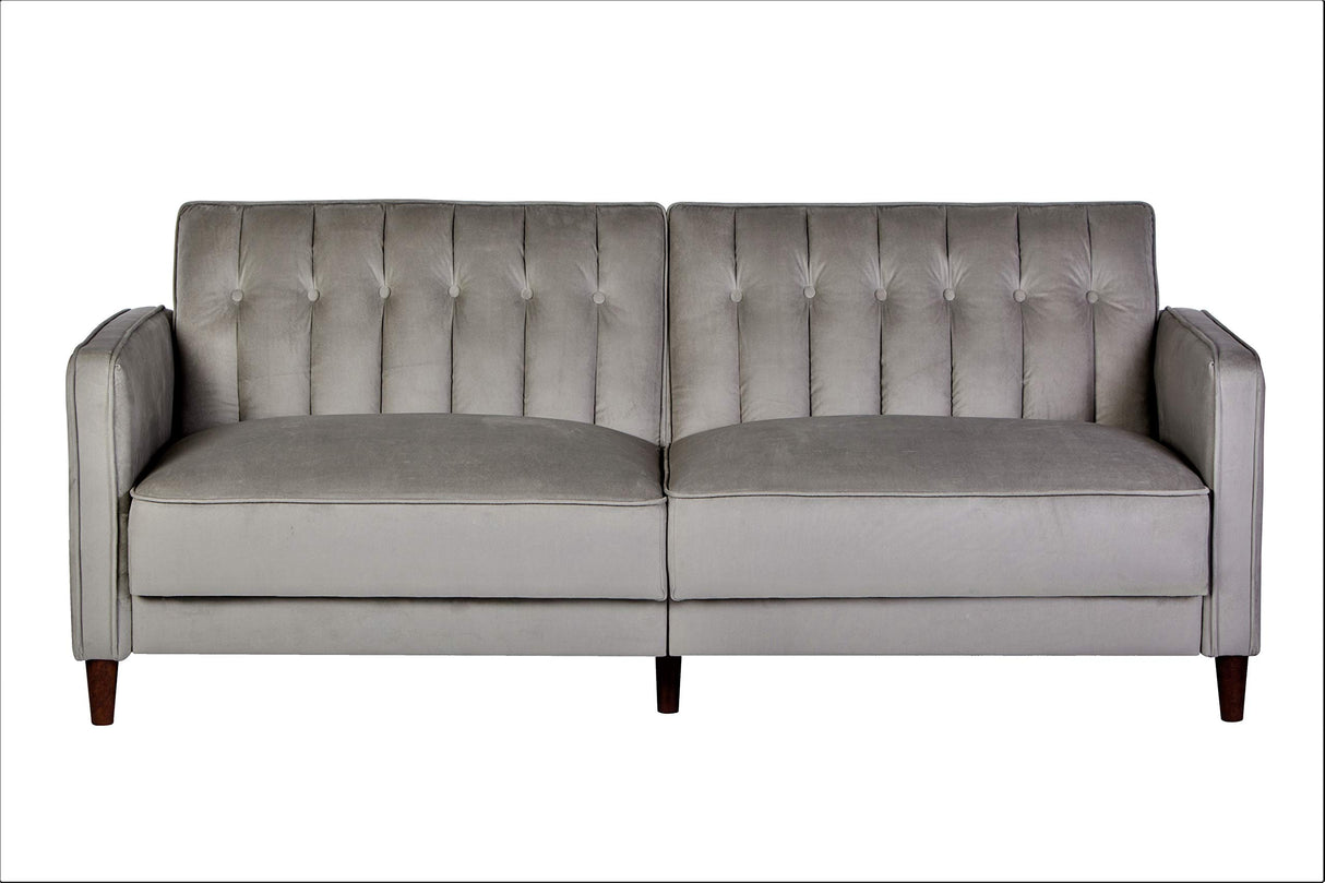 Anastasia Mid Century Modern Velvet Tufted Convertible Sleeper Sofa, 81", Grey